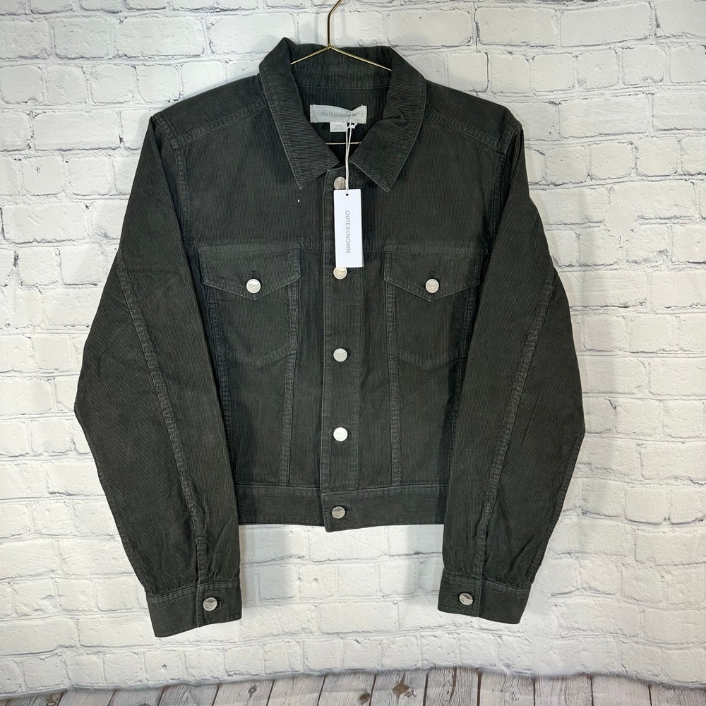 NEW Outerknown Corduroy Trucker Jacket Faded Black Charcoal Grey Mens Medium